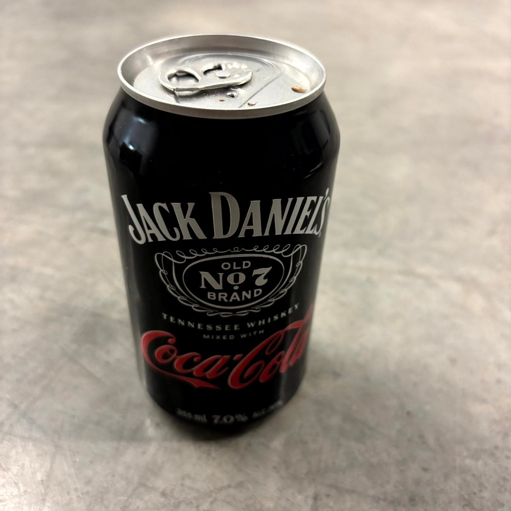 Jack Daniels Coca-Cola Collectible Empty Soda Can 12oz Bar Decor Display